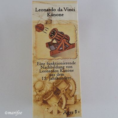 Leonardo da Vinci Kanone, Holzbausatz ca. 12 × 6 × 10 cm Art.-Nr. 11140