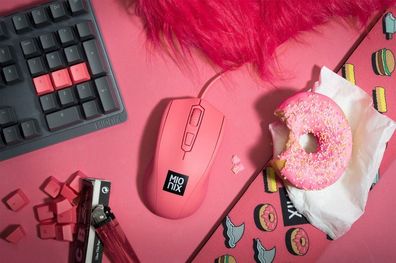 Mionix Gaming + Artists Maus Avior Frosting Pink Optisch USB PC Mouse 5000 DPI