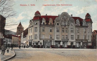 Haynau Schlesien Liegnitzerstrasse, Bahnhofstrasse Postkarte 1920