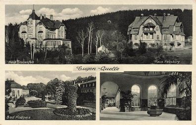 Haus Stolzenfels und Haus Habsburg Eugen-Quelle Schlesien Postkarte AK