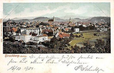 Hirschberg Schlesien Totalansicht Postkarte 1901