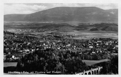 Hirschberg Riesengebirge Hausberg und Viadukt AK 1934