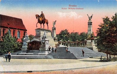 Kaiser Wilhelm-Denkmal in Breslau Schlesien Postkarte AK 1921