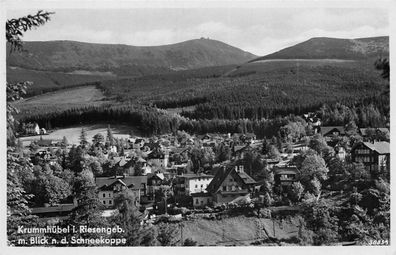 Krummhübel i. Riesengeb. m. Blick n. d. Schneekoppe AK 1936