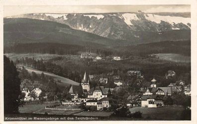 Krummhübel im Riesengebirge mit den Teichrändern Postkarte AK 1934