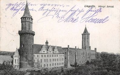 Liegnitz Schlesien Königigs Schloß Postkarte 1917