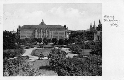 Liegnitz Schlesien Hindenburgplatz, Fotopostkarte 1936