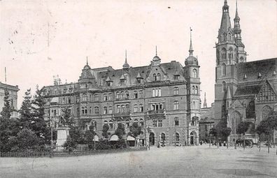 Liegnitz Schlesien Pferdewagen auf Friedrichsplatz Postkarte 1919