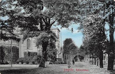 Liegnitz Schlesien zwei Mädchen am Schiesshaus Postkarte 1911