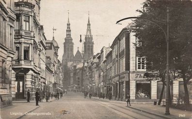 Liegnitz Schlesien Goldbergerstraße Foto Postkarte 1930