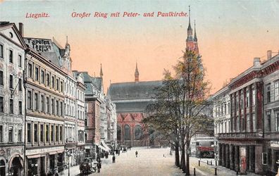 Liegnitz / Legnica Schlesien Ring mit Peter und Paulkirche Postkarte 1914