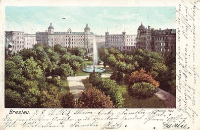 Mathias-Platz in Breslau Schlesien Postkarte AK 1903