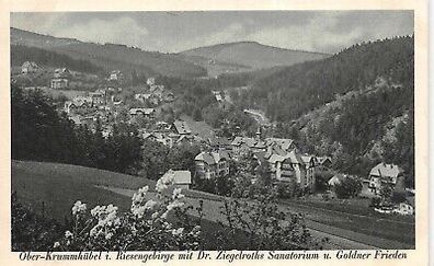 Ober-Krummhübel i. Riesengebirge mit Sanatorium u. Goldner Frieden AK