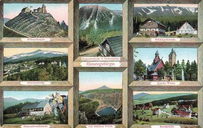 Panorama Bergschmiede und Brotbaude Riesengebirge Schlesien Postkarte AK 1915