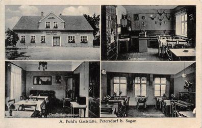 Petersdorf bei Sagan Hauptstrasse Gaststätte Pohls Postkarte 1942