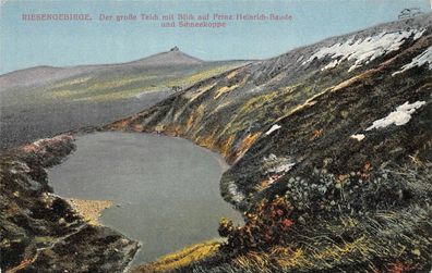 Riesengebirge Großer Teich Prinz-Heinrich-Baude Schneekoppe Postkarte AK 1921