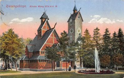 Riesengebirge Krkonoše Kirche Wang AK 1929