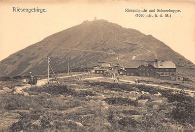 Riesengebirge Riesenbaude und Schneekoppe (1650 mtr. u. d. M.) AK