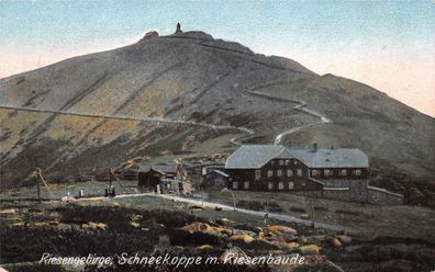 Riesengebirge Schneekoppe m. Riesenbaude Schlesien Postkarte AK