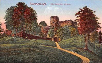 Riesengebirge Die Burgruine Kynast Postkarte AK 1927