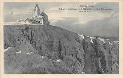 Riesengebirge Schneegrubenbaude Wand der großen Schneegrube Postkarte AK