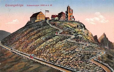 Riesengebirge Schneekoppe 1605 m. ü. M. Postkarte AK 1917