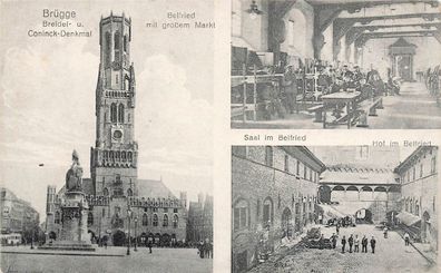 Hof und Saal Belfried Brügge Belgien Postkarte AK