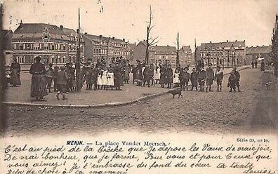 Menin La place Vander Meersch Postkarte AK 1904