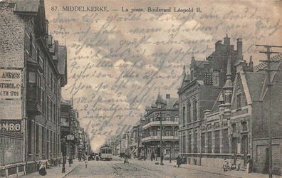 Middelkerke La poste. Boulevard Leopold II Postkarte AK