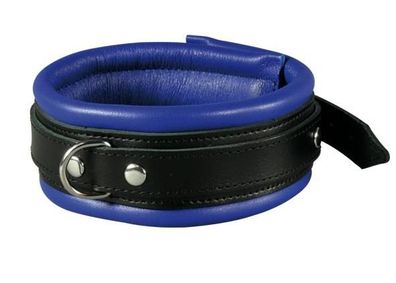 Leder Bondage Halsband gepolstert blau