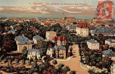 Colmar Vue generale et Panorama des Vosges Postkarte AK 1924