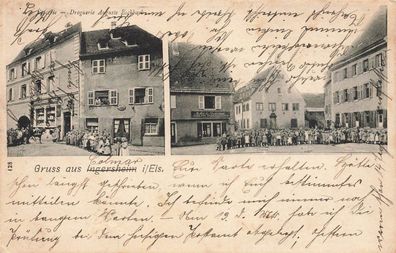 Gruss aus Colmar Epicerie Droguerie Auguste Eschbach Elsass Postkarte AK 1906