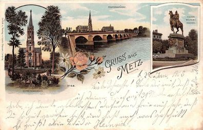 Gruss aus Metz Garnisonkirche Todtenbrücke Postkarte AK 1903