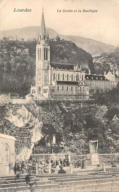 Lourdes La Grotte et la Basilique Postkarte AK 1906