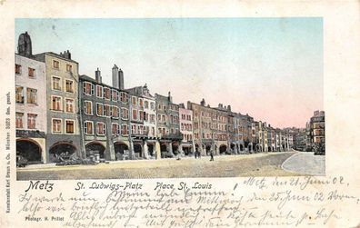 Metz St. Ludwigs-Platz Postkarte AK 1902