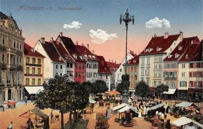 Mühlhausen i. E. Rathausplatz Postkarte AK