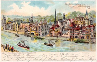 Wiederherstellung von Alt-Paris Pariser Weltausstellung Postkarte AK 1900