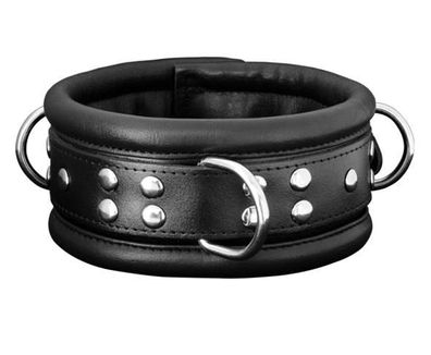 Leder HQ Bondage Halsband gepolstert schwarz