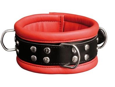 Leder HQ Bondage Halsband gepolstert rot