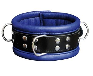 Leder HQ Bondage Halsband gepolstert blau