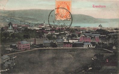 Totalansicht von Trondhjem Trondheim Norwegen Postkarte AK 1909