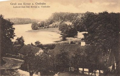 Gruß aus Kreuz an der Ostbahn Lubow-See bei Kreuz Polen Postkarte AK 1916