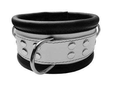 Leder HQ Bondage Halsband gepolstert weiß