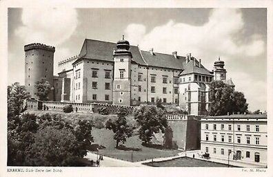 Krakau Süd-Seite der Burg Postkarte AK