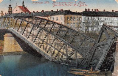 Przemysl 1915 Zerstörte Dritte Mai Brücke Feldpost AK