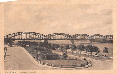 Warschau Eisenbahnbrücke Postkarte AK