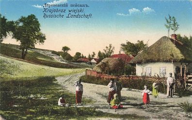 Russische Landschaft Krajobraz wiejski Postkarte AK 1917