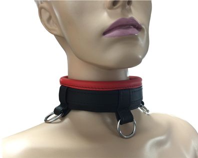 Leder Bondage Halsband mit Down-Ring rot