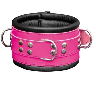 Leder Bondage Halsband gepolstert rosa