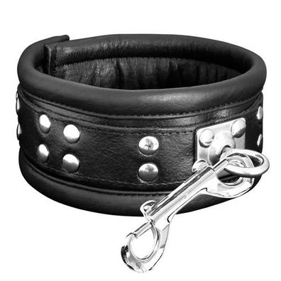 Leder Bondage Halsband mit drehbarem Ring gepolstert schwarz